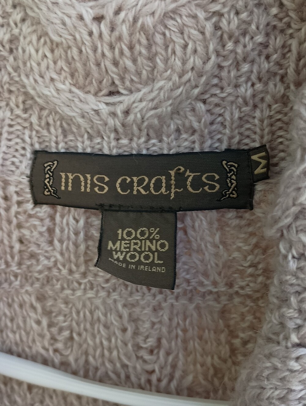 Inis Crafts Long 100% Merino Wool Cream Cable-Knit Zip Cardigan Sweater_M - Picture 4 of 8